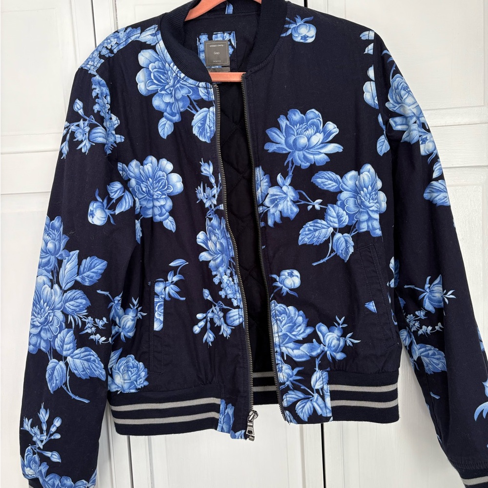 Floral Blue Women's Bomber Jacket